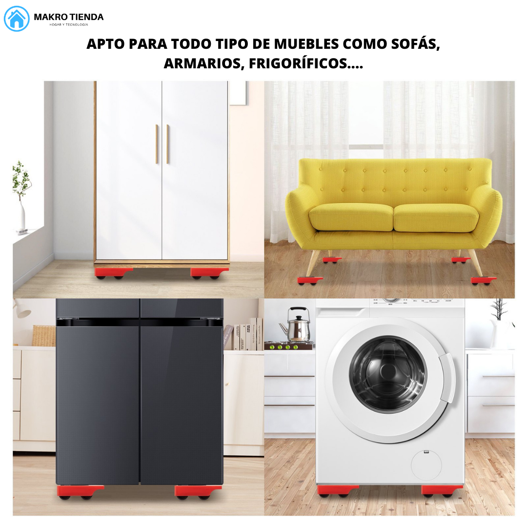 ELEVADOR DE MUEBLES + 4 Rodillos Gratis (+300KG)