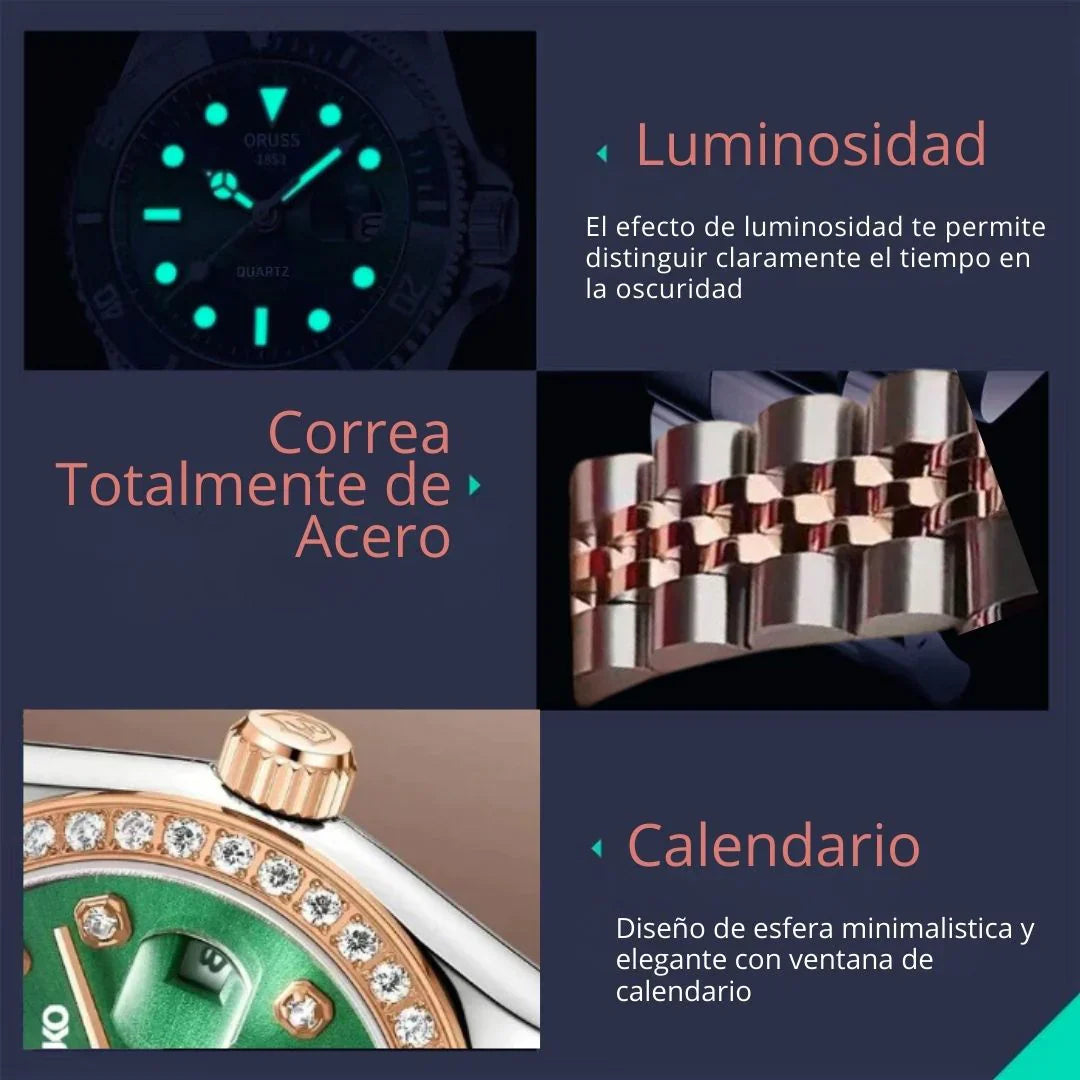 Reloj "Atenea" de acero inoxidable y cuarzo